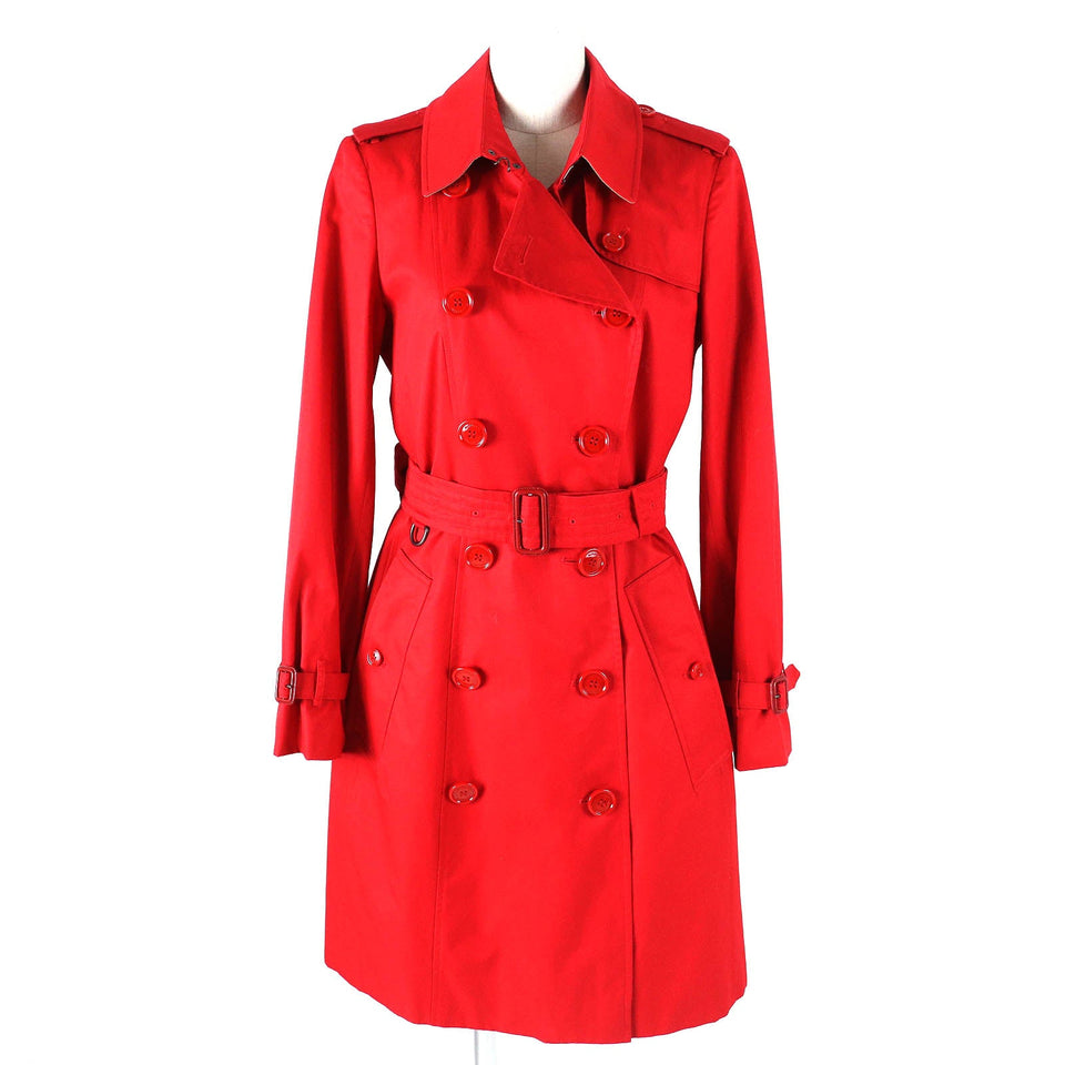 Burberry trench coat Outer: 100% cotton, Lining: 100% cotton, Sleeve lining: 100% viscose (rayon) Red Women 40
