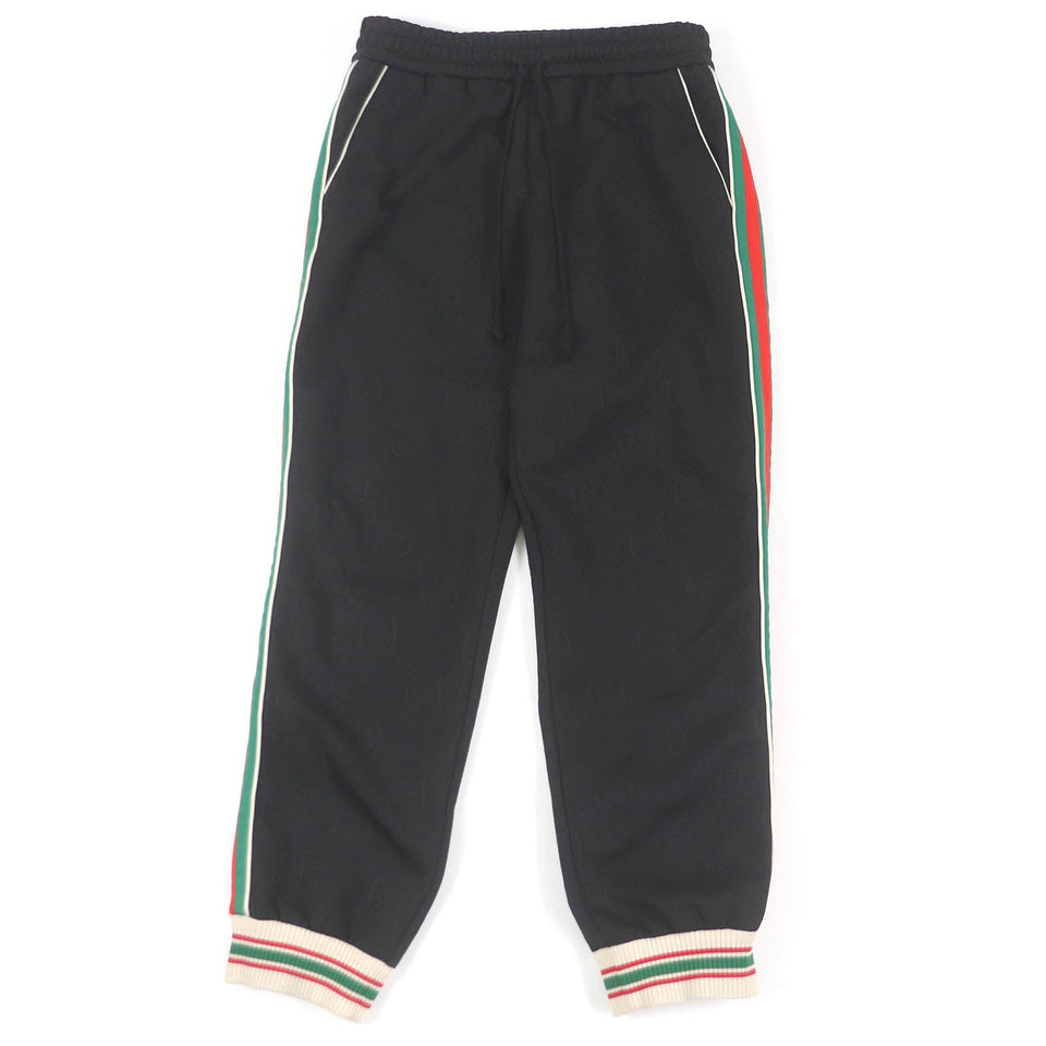 Gucci Pants 663569 Main: 100% polyester, some parts: 55% polyester, some parts: 45% cotton black GG jersey jacquard jogging pants mens M
