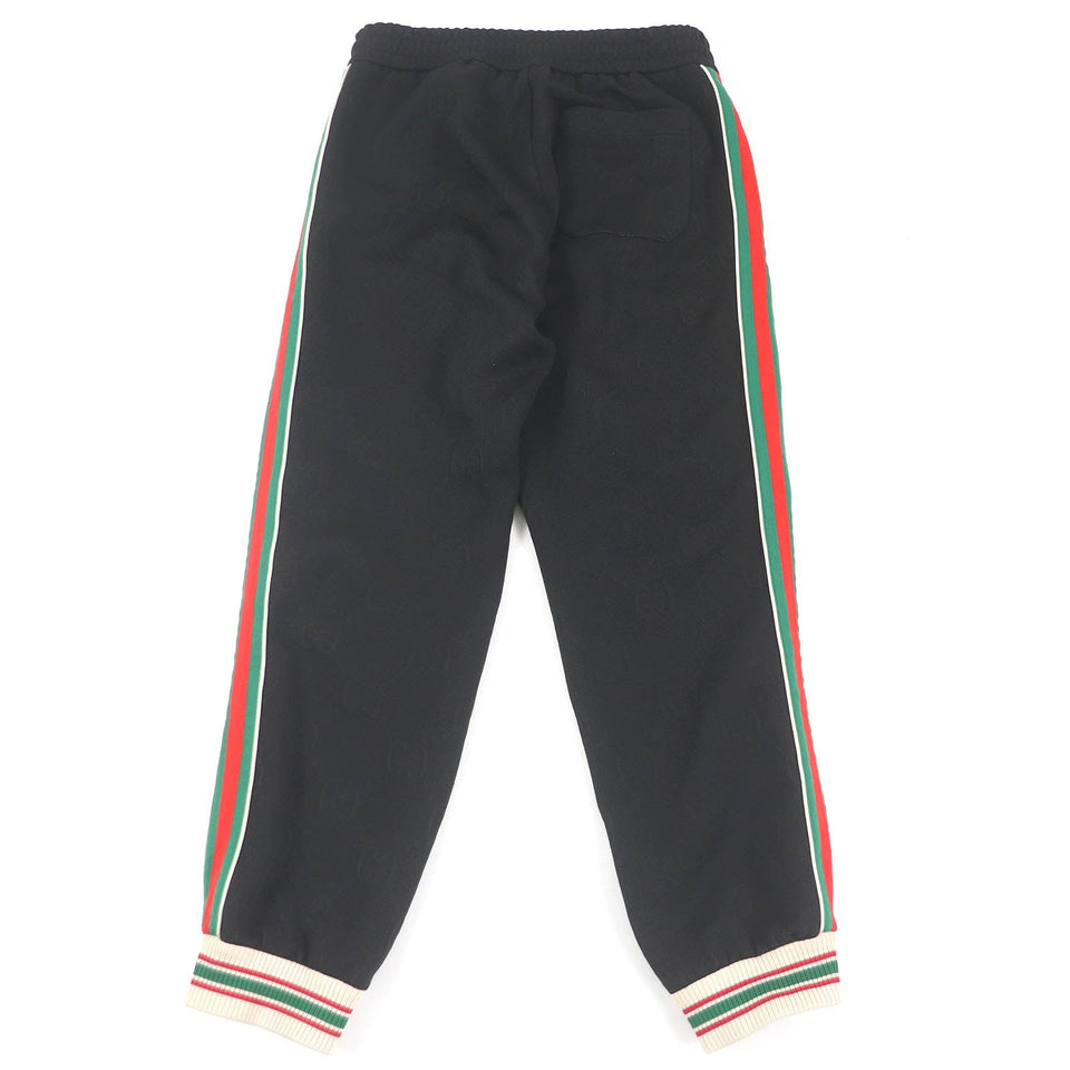 Gucci Pants 663569 Main: 100% polyester, some parts: 55% polyester, some parts: 45% cotton black GG jersey jacquard jogging pants mens M