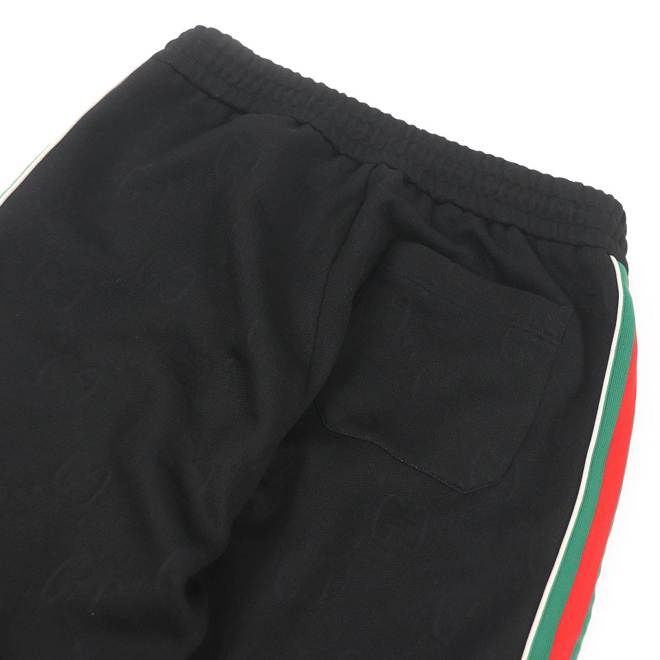 Gucci Pants 663569 Main: 100% polyester, some parts: 55% polyester, some parts: 45% cotton black GG jersey jacquard jogging pants mens M