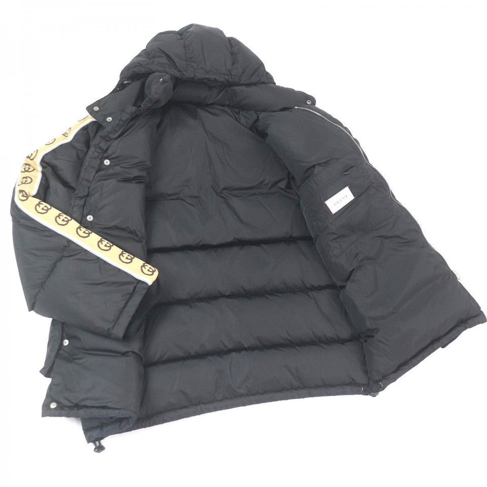 Gucci down coat 598725 Main: 100% nylon, Part: 100% wool, Filling: 80% down, Filling: 20% feather, Part: 80% nylon black mens 50