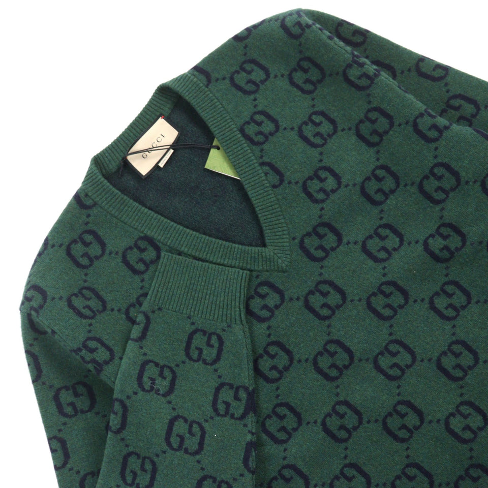 Gucci knit 678942 Main: 100% wool, part: 94% wool, part: 5% nylon, part: 1% polyurethane Green type All-over pattern mens M