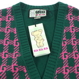 Gucci Vest 711573 Main: 71% wool, Main: 29% cotton, Outer: 100% wool Green pink HA HA HA mens M