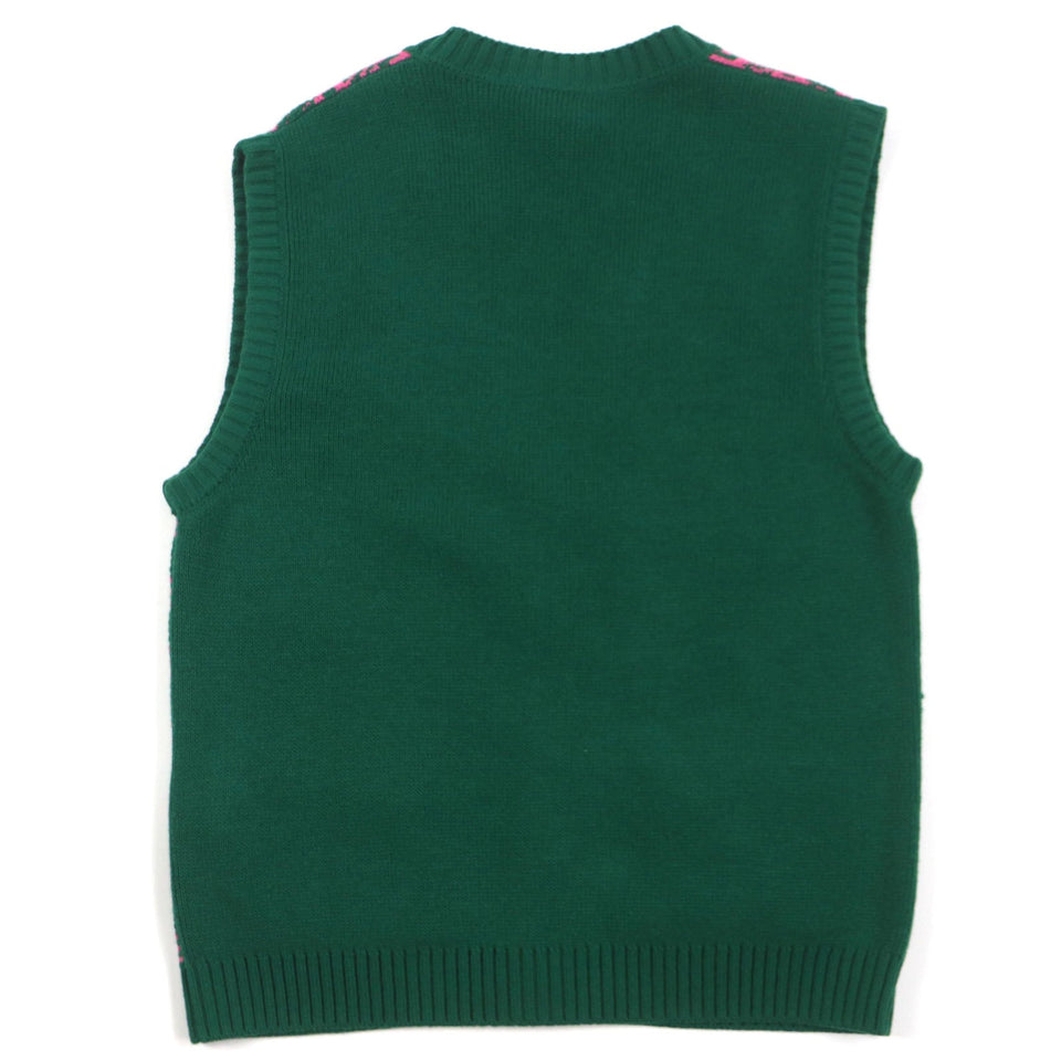 Gucci Vest 711573 Main: 71% wool, Main: 29% cotton, Outer: 100% wool Green pink HA HA HA mens M