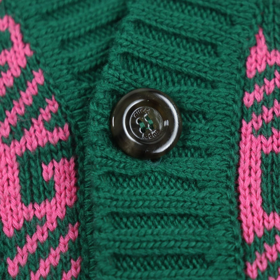 Gucci Vest 711573 Main: 71% wool, Main: 29% cotton, Outer: 100% wool Green pink HA HA HA mens M