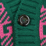 Gucci Vest 711573 Main: 71% wool, Main: 29% cotton, Outer: 100% wool Green pink HA HA HA mens M