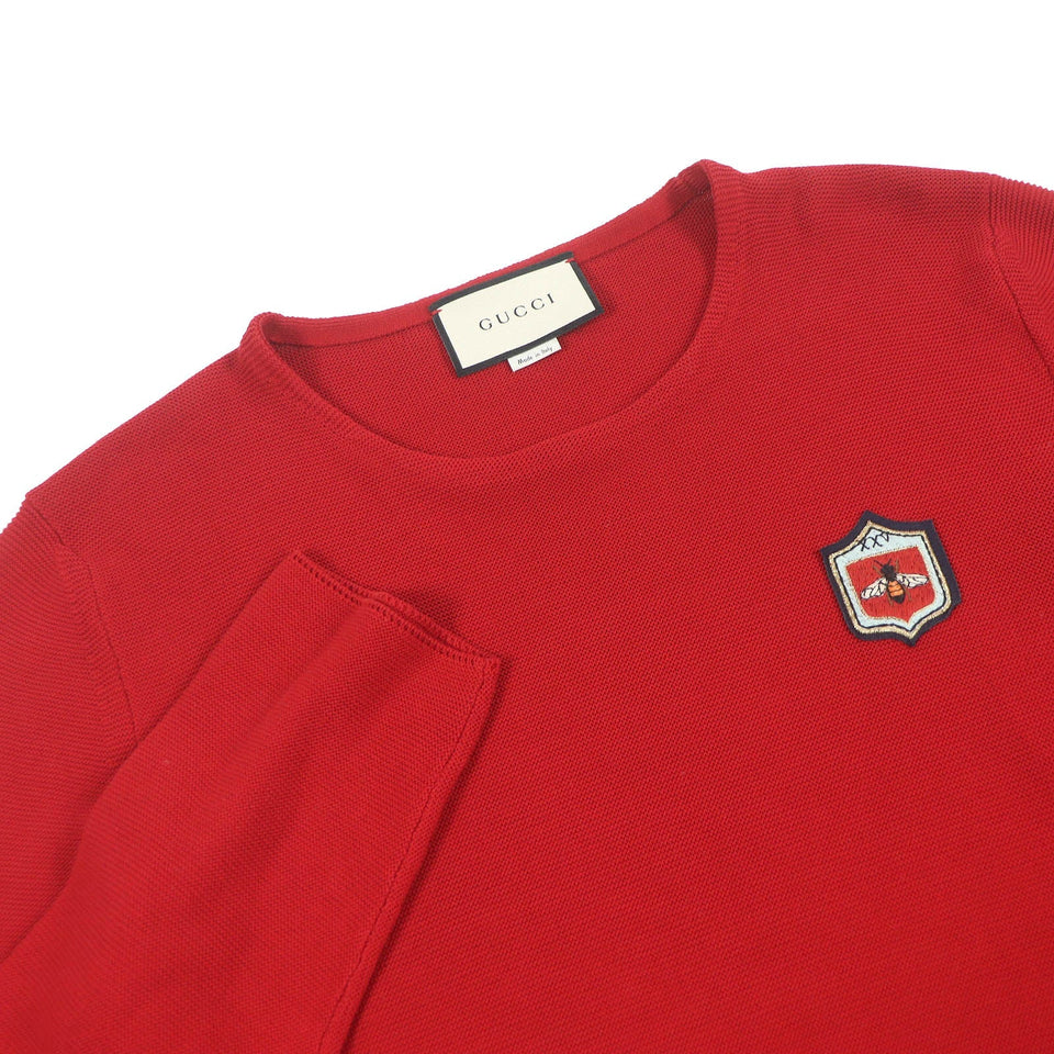Gucci knit 496449 Main: 100% cotton, some metal fibers, some polyester, some rayon Red mens L