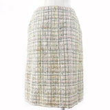 Chanel Tweed Skirt Silk Blend Beige Multicolor 36