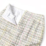 Chanel Tweed Skirt Silk Blend Beige Multicolor 36