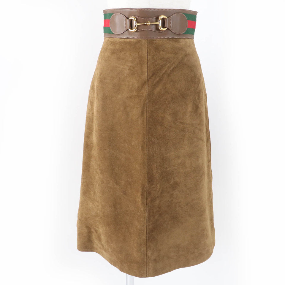 Gucci flare skirt 626888 Main: Cowhide, Lining: Rayon 68%, Lining: Silk 32%, Part: Acrylic 46%, Part: Wool 46% Brown Women 36