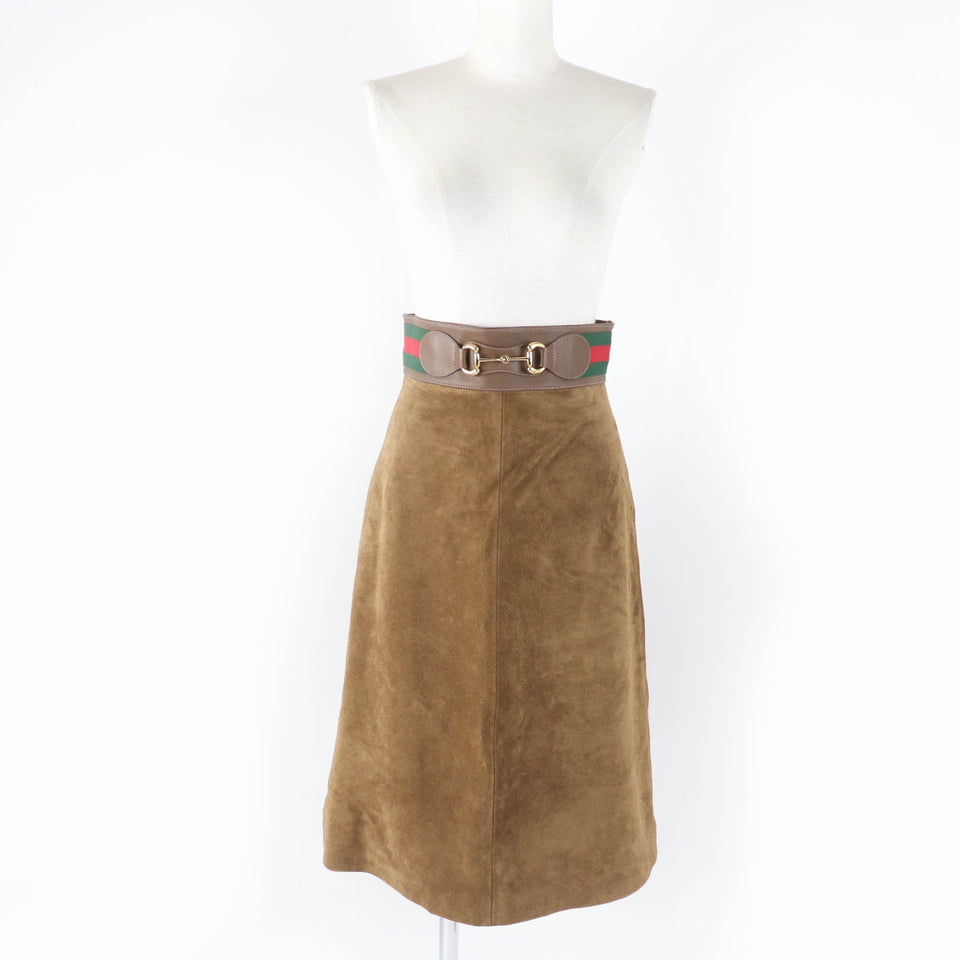 Gucci flare skirt 626888 Main: Cowhide, Lining: Rayon 68%, Lining: Silk 32%, Part: Acrylic 46%, Part: Wool 46% Brown Women 36