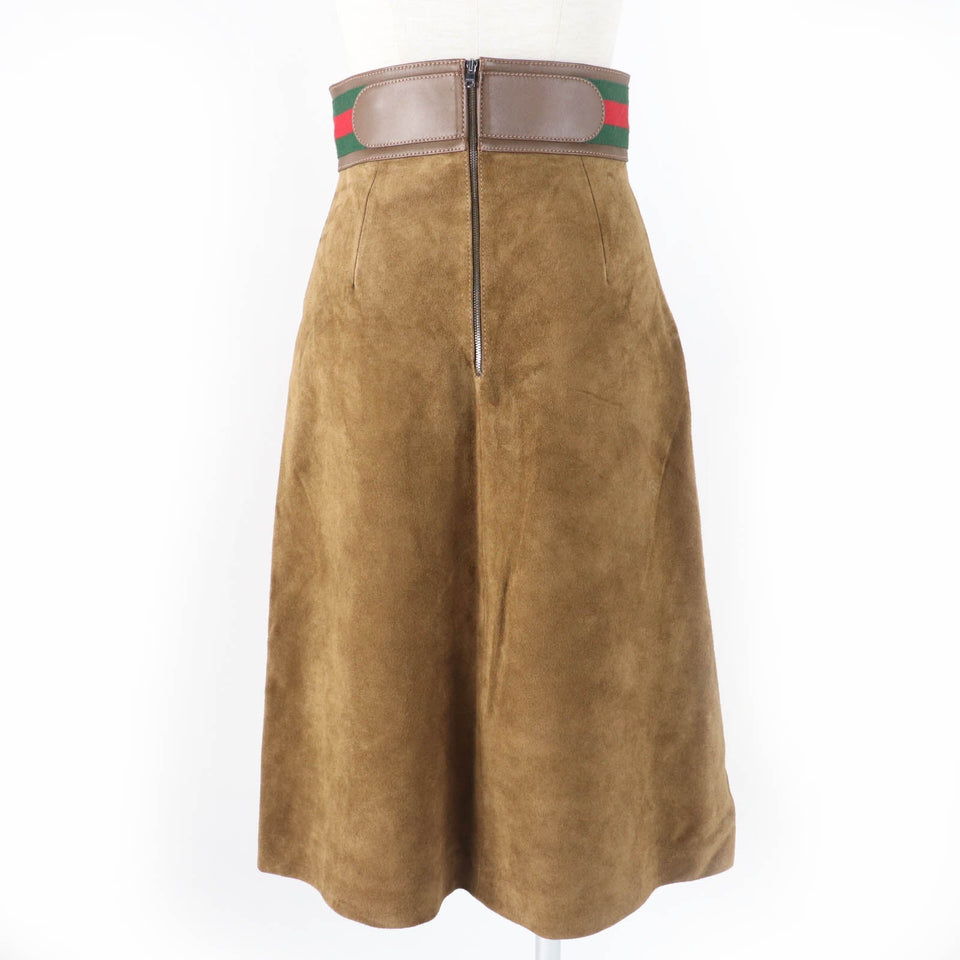 Gucci flare skirt 626888 Main: Cowhide, Lining: Rayon 68%, Lining: Silk 32%, Part: Acrylic 46%, Part: Wool 46% Brown Women 36