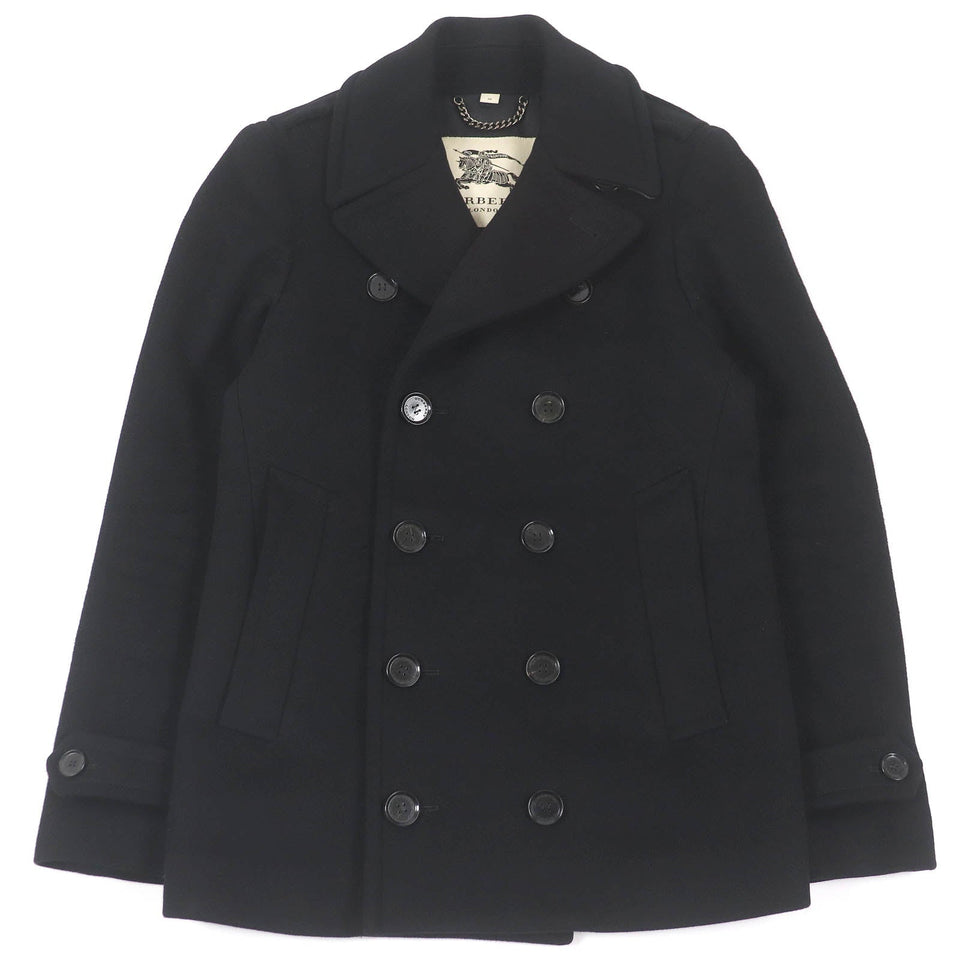 Burberry LONDON pea coat Outer: 80% wool, Outer: 20% cashmere, Lining: 55% acetate, Lining: 45% rayon black mens 44