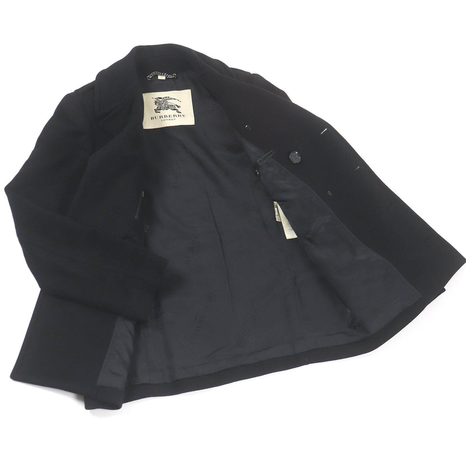 Burberry LONDON pea coat Outer: 80% wool, Outer: 20% cashmere, Lining: 55% acetate, Lining: 45% rayon black mens 44