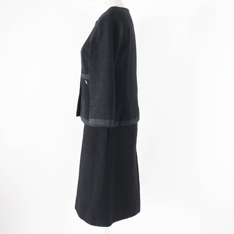Chanel Cotton Silk Tweed Setup Black 36