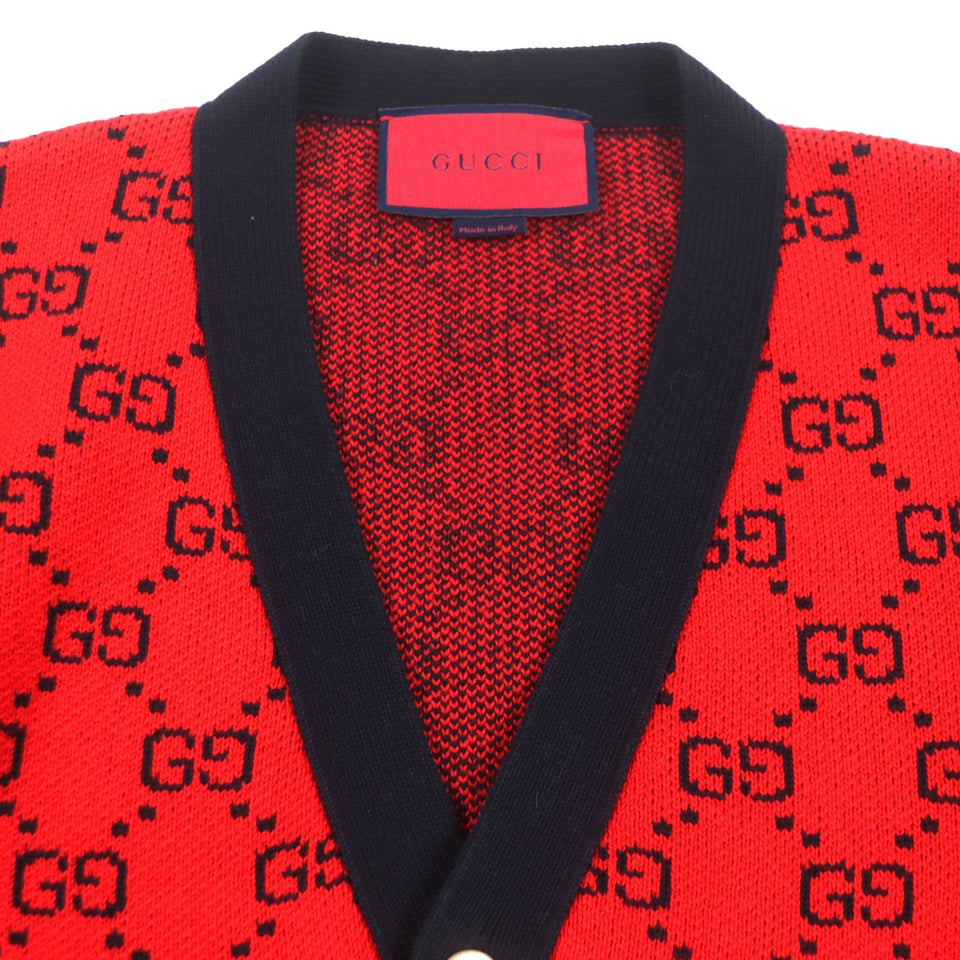 Gucci cardigan 661156 Main: 54% wool, Main: 46% cotton, Part: 52% wool, Part: 45% cotton, Part: 2% nylon Red black Women M