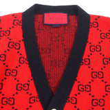 Gucci cardigan 661156 Main: 54% wool, Main: 46% cotton, Part: 52% wool, Part: 45% cotton, Part: 2% nylon Red black Women M