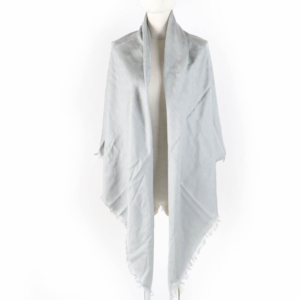 Gucci shawl 387563 Main: 50% wool, Main: 50% silk gray Women