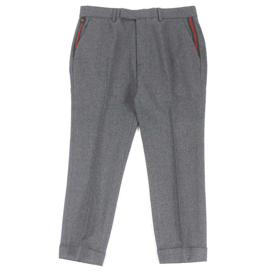 Gucci slacks 698813 Outer material: 100% wool, leather part: cowhide gray mens 50