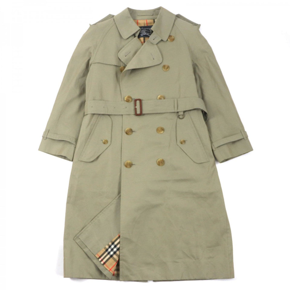 Burberry trench coat cotton khaki Belted spring coat Nova check pattern on the back 94-175