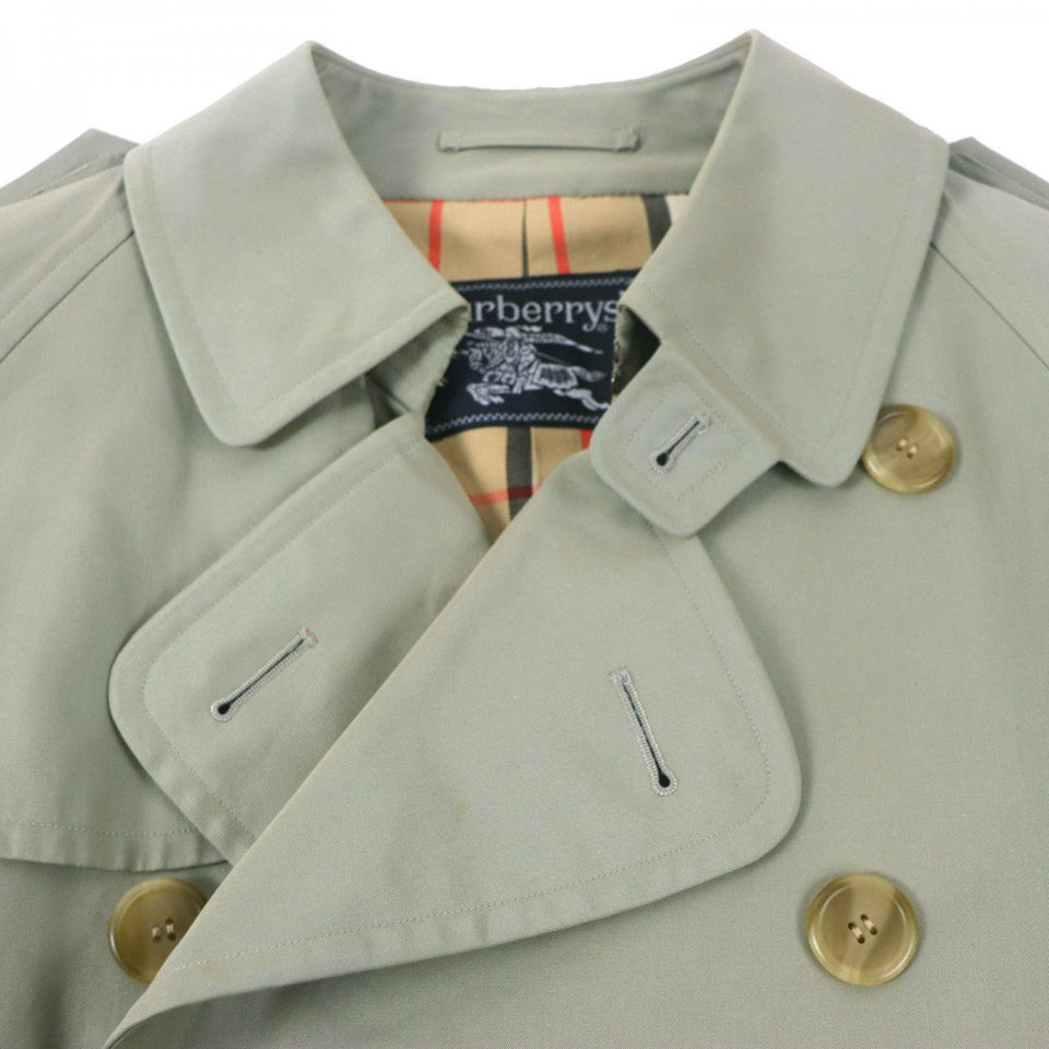 Burberry trench coat cotton khaki Belted spring coat Nova check pattern on the back 94-175