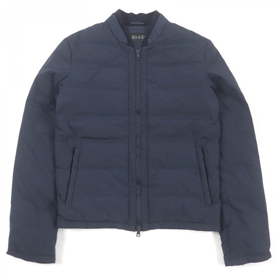 Gucci Down jacket 322555 Main: 92% nylon, Main: 8% polyurethane, Part: 98% wool, Part: 2% polyurethane, Filling: 100% down Navy mens 44