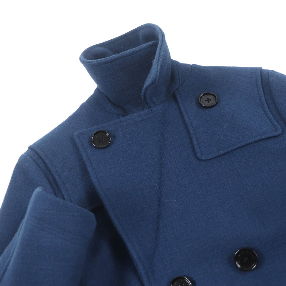Burberry BLACK LABEL pea coat Outer: 90% wool, Outer: 10% nylon, Lining: cupra, Lining: polyester blue mens S