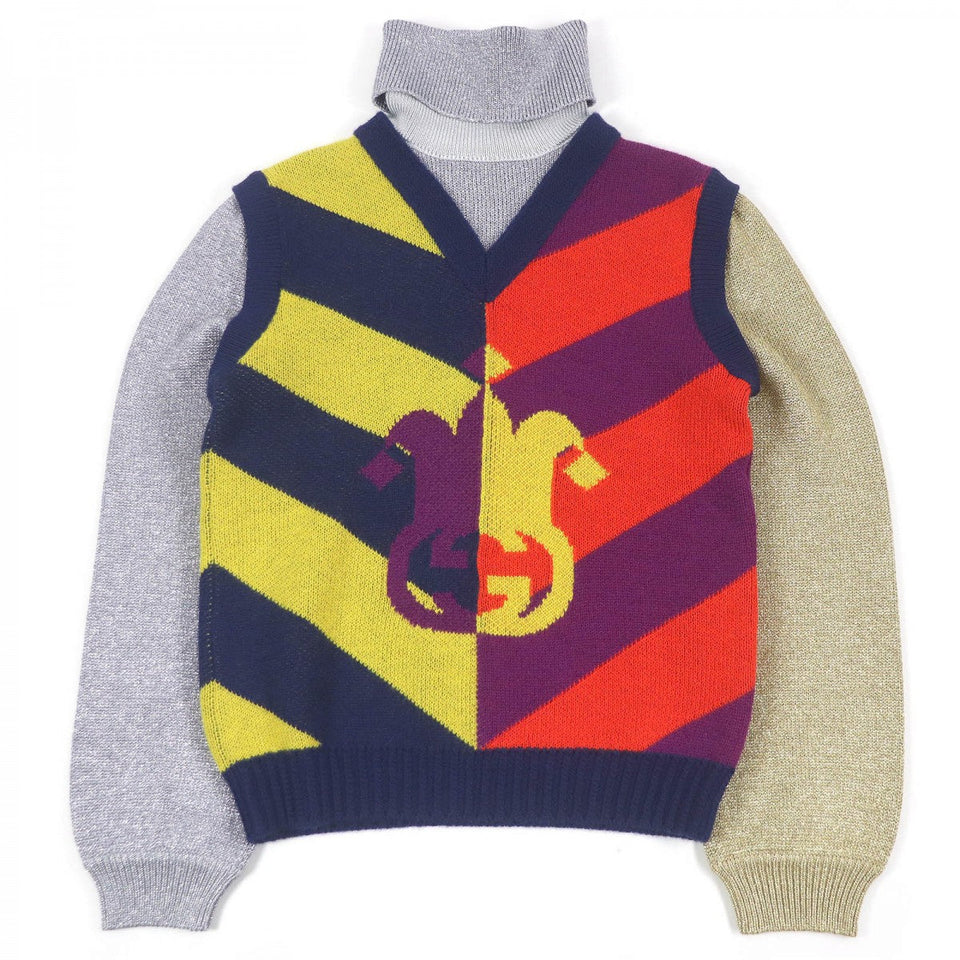 Gucci sweater 724770 Main: 100% wool, part: 79% rayon, part: 21% polyester, part: 97% wool, part: 2% nylon multicolor mens S
