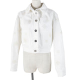 Chanel Cotton COCO Mark Button Camellia Embossed Cropped Denim Jacket