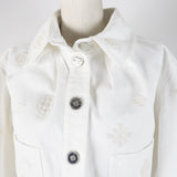 Chanel Cotton COCO Mark Button Camellia Embossed Cropped Denim Jacket