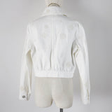 Chanel Cotton COCO Mark Button Camellia Embossed Cropped Denim Jacket