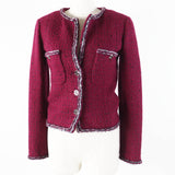 Chanel Wool Viscose Jacket Burgundy Black White