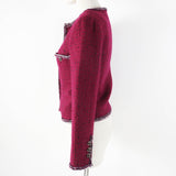 Chanel Wool Viscose Jacket Burgundy Black White