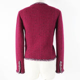 Chanel Wool Viscose Jacket Burgundy Black White