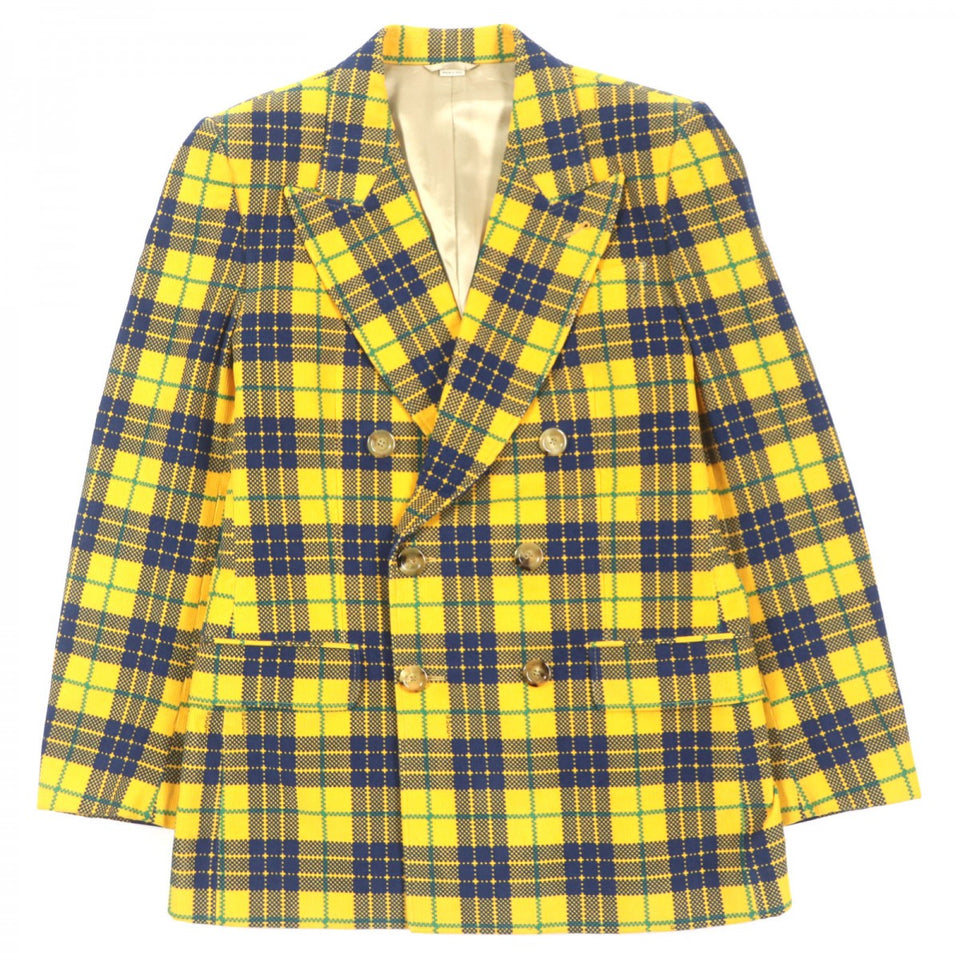 Gucci tailored jacket 714971 Main: 100% cotton, Lining: 100% rayon, Sleeve lining: 100% cupra, Lining: 100% cotton yellow Double-Breasted Checked Cotton-Corduroy Blazer mens 50