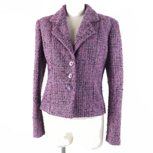 Chanel Tweed Jacket Purple 36 Women