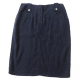 Chanel Wool Cotton Tweed Skirt Navy Black 40