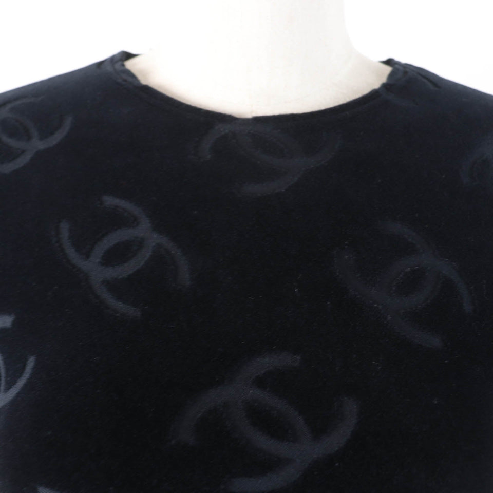 Chanel COCO Mark Velour Short Sleeve Top