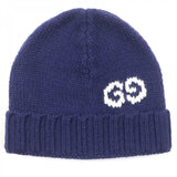 Gucci Knit cap 602886 Main: 100% wool Navy GG LOGO KNIT BAENIE mens M