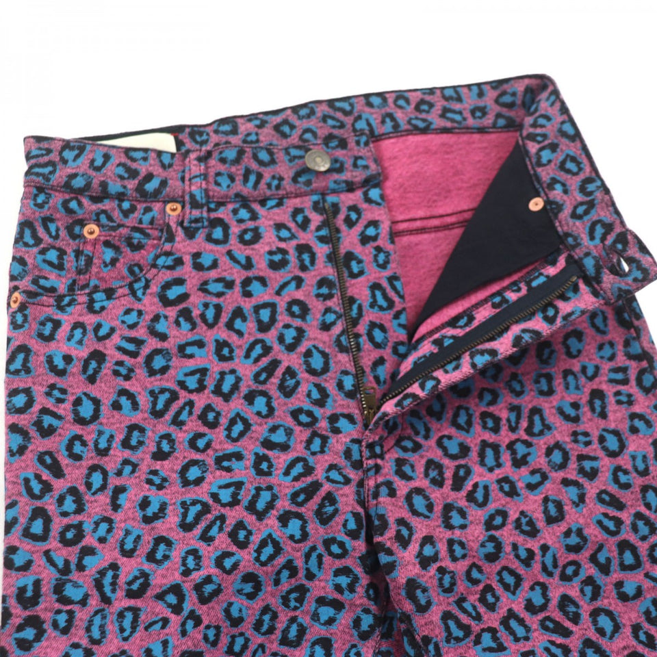 Gucci skinny pants 548271 Main: 98% cotton, Main: 2% polyurethane, Part: Cowhide Pink blue mens 28