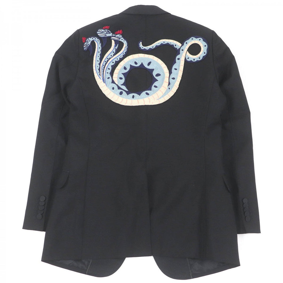 Gucci tailored jacket 457776 Outer: 60% mohair, Outer: 40% wool, Lining: 68% rayon, Lining: 32% silk, Sleeve lining: 100% rayon black DIY mens 46