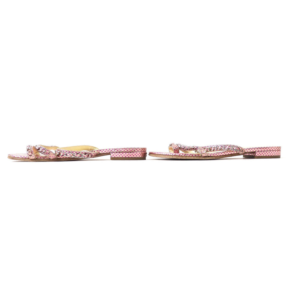 Chanel COCO Chain Flat Sandals Pink 35.5