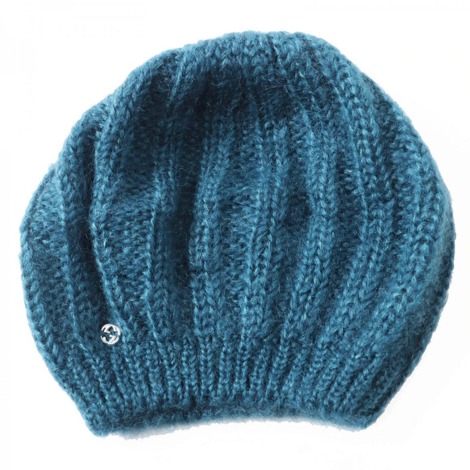 Gucci Knit cap 331985 Main: 70% mohair, Main: 30% silk, Part: metal Blue type Women L