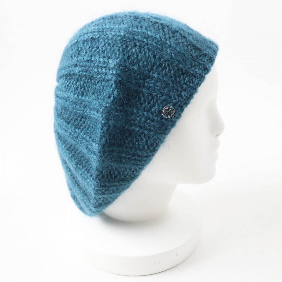 Gucci Knit cap 331985 Main: 70% mohair, Main: 30% silk, Part: metal Blue type Women L