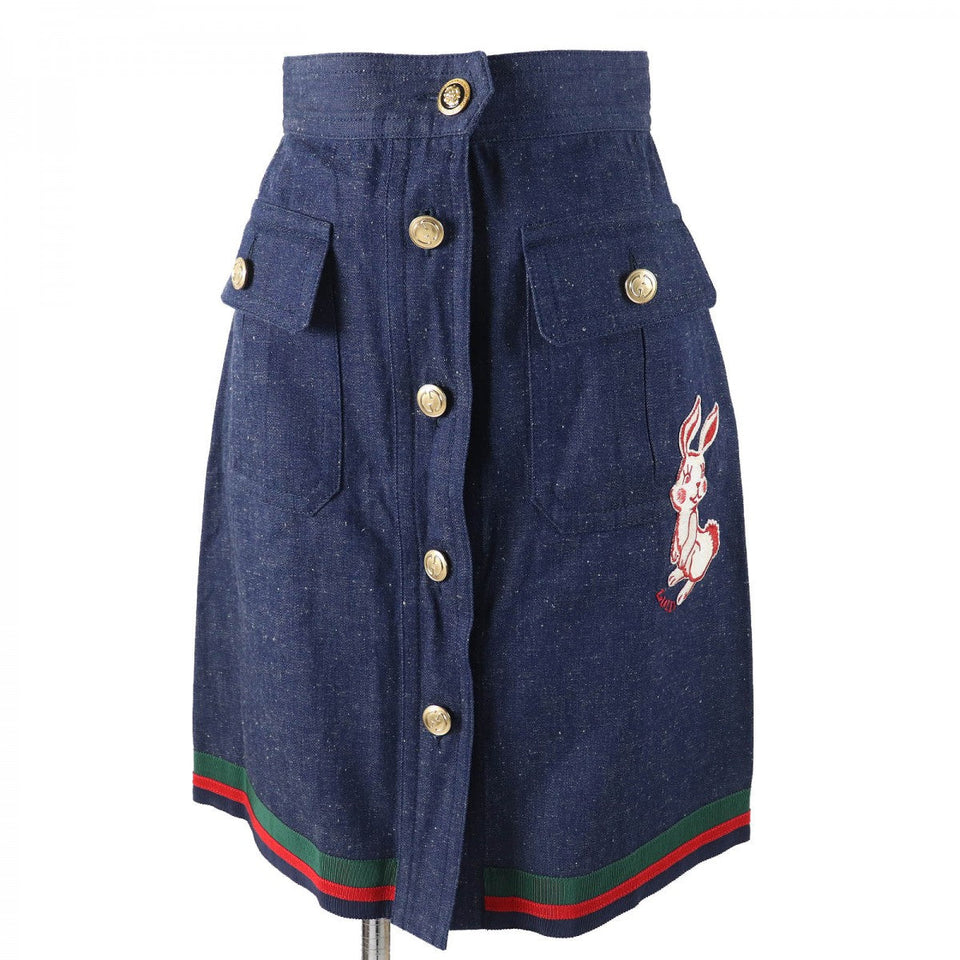 Gucci skirt 521009 Outer: 100% cotton, some parts: 50% cotton, some parts: 50% rayon, some parts: 100% polyester Indigo blue Women 38