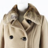Burberry BLUE LABEL pea coat E1B04-491-40 Outer: 90% wool, Outer: 10% nylon, Part: 100% wool, Fur: rabbit, Lining: cupra beige Women 36