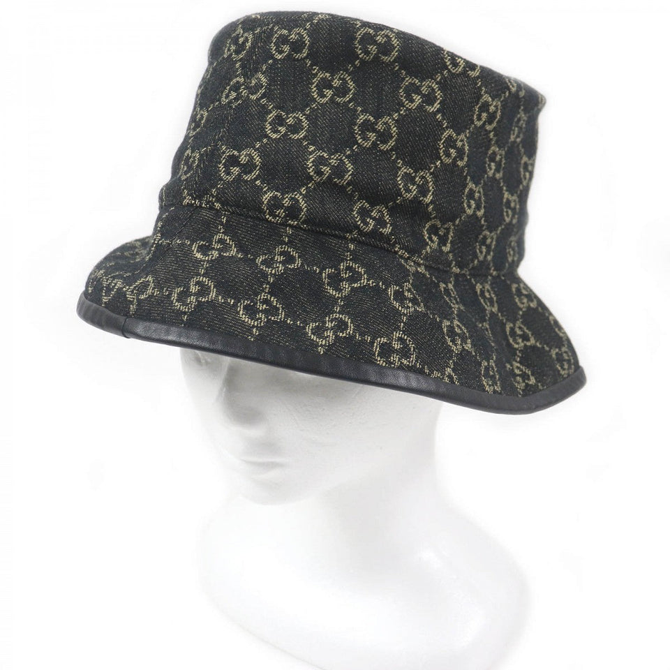 Gucci hat 576371 Outer: 100% cotton, Lining: 55% cotton, Lining: 45% rayon, Part: Cowhide black mens