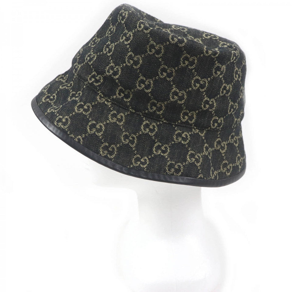 Gucci hat 576371 Outer: 100% cotton, Lining: 55% cotton, Lining: 45% rayon, Part: Cowhide black mens