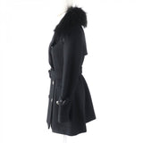 Burberry BLUE LABEL trench coat Outer material: 70% wool, Outer material: 30% angora, Fur: raccoon, Part: cowhide, Lining: 100% polyester black Women 38