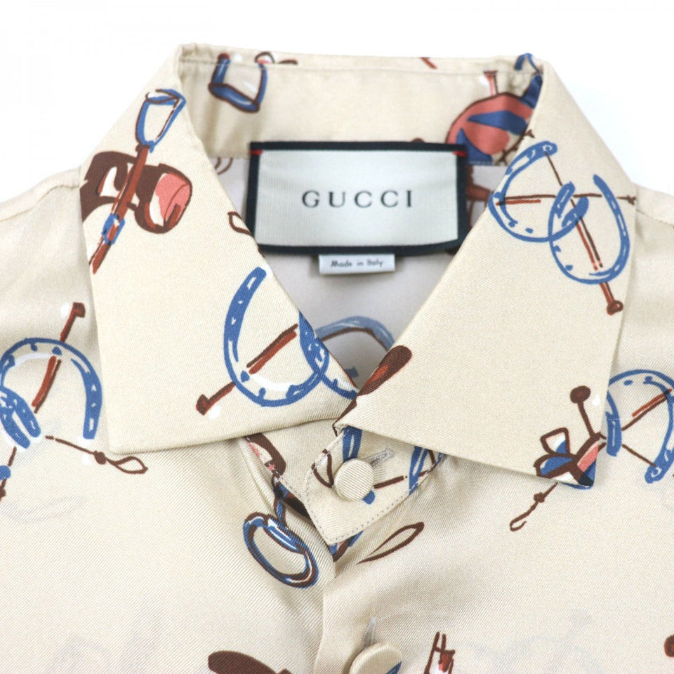 Gucci Long sleeve shirt 586940 Main: 100% silk beige ZACME mens 50